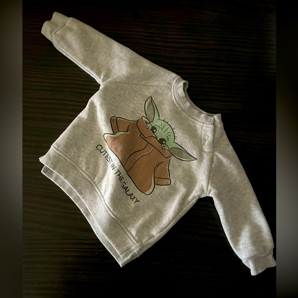 Toddler Star Wars Sweatshirt Cutest in the Galaxy Baby Yoda Mandalorian. 3-6m